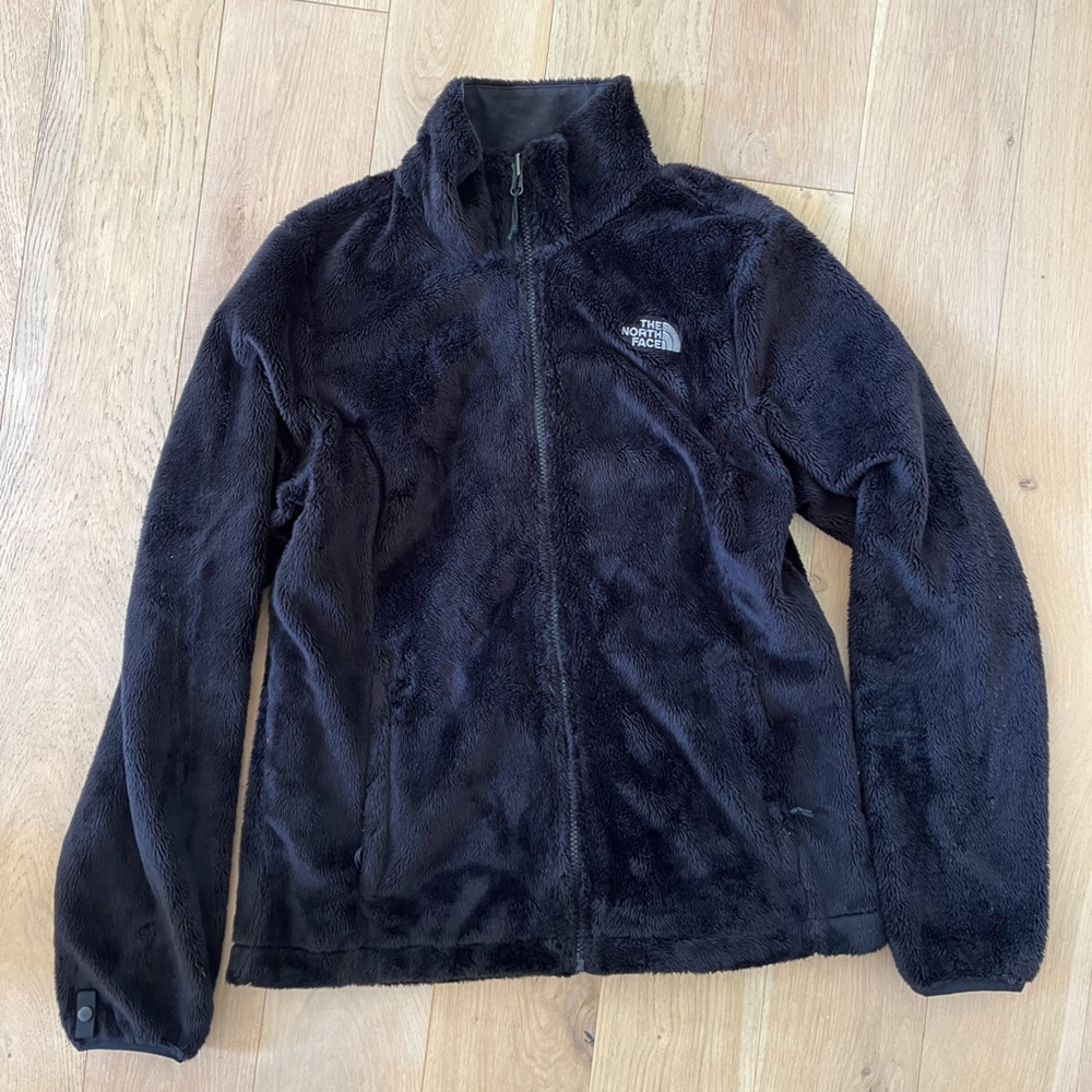 black north face furry jacket M